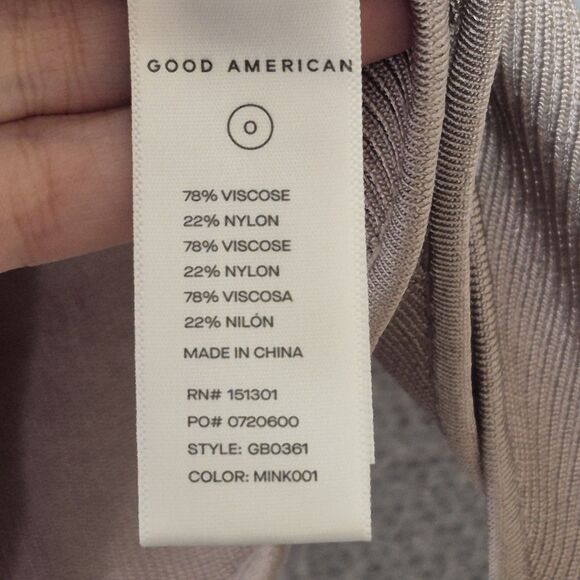 Good American Women's Angled Ribbed High Neck Bodysuit Mink001 Taupe 6 3XL - Picture 4 of 9